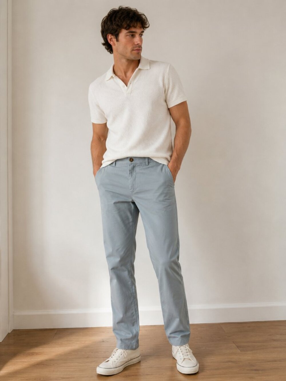 Slate & Tone Men's Chino Pants 34x34 Light Blue 100% Cotton Casual Classic Fit